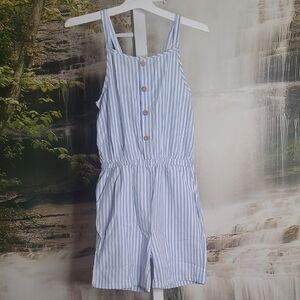 New with tags! Girls 160 size 11-12 years old Blue White Striped Kids Romper